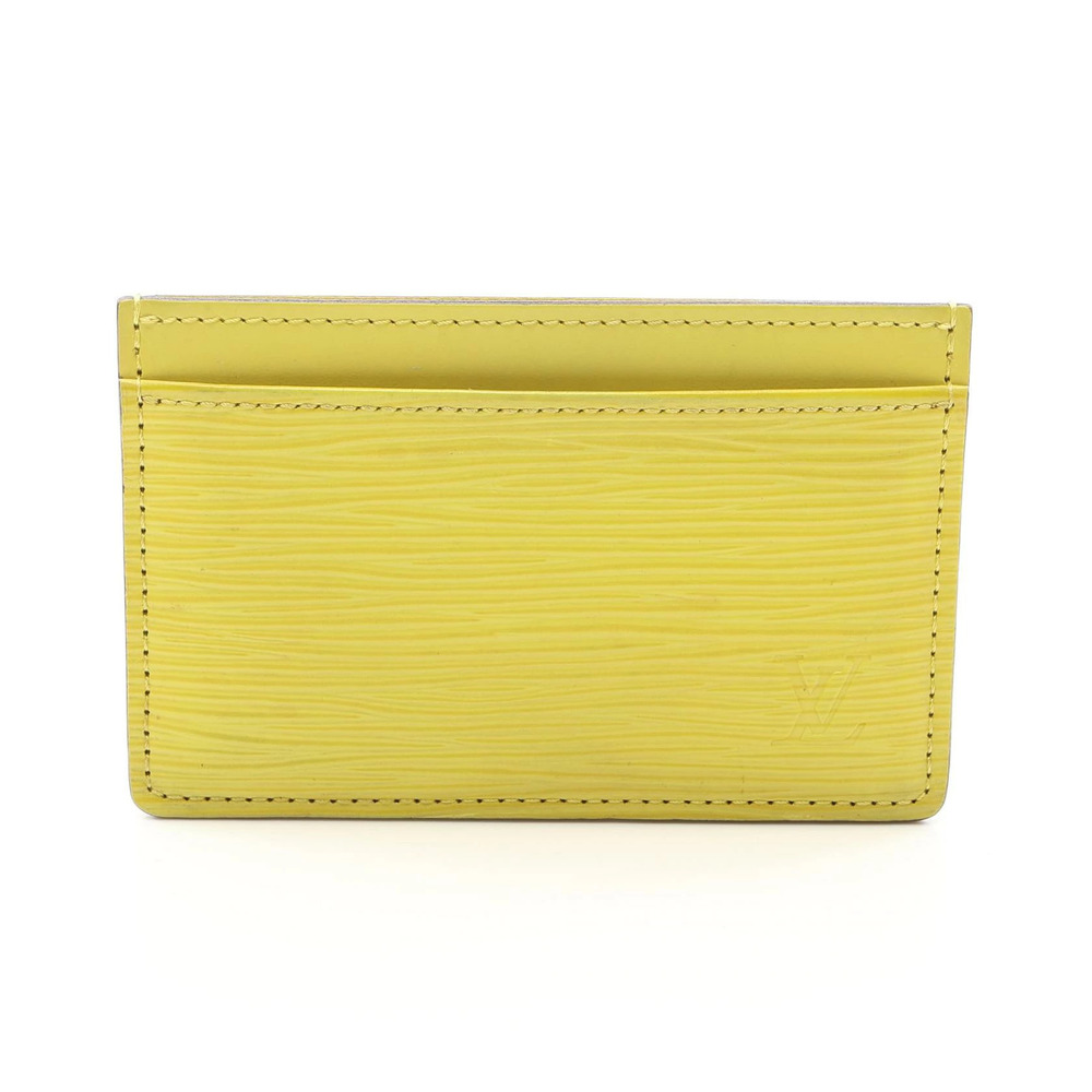 Louis Vuitton Porte Cartes Epi Jaune Cedrat Card Case Wallet Leather Yellow